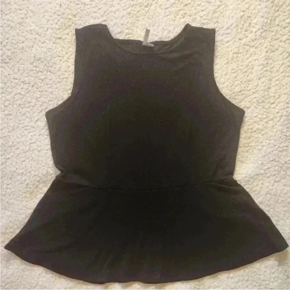 Elle Black Sleeveless Tank Top with Peplum Ruffle - Picture 12 of 12